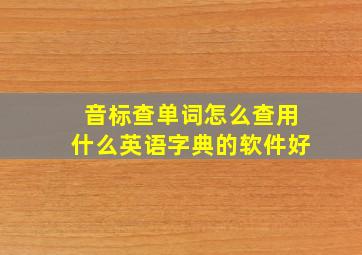 音标查单词怎么查用什么英语字典的软件好