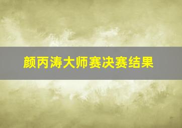 颜丙涛大师赛决赛结果