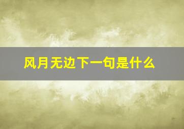 风月无边下一句是什么