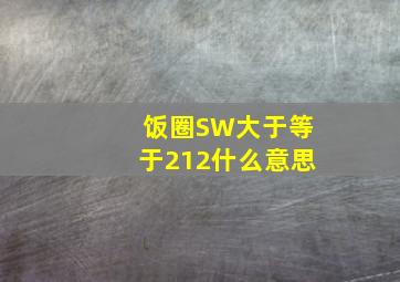 饭圈SW大于等于212什么意思