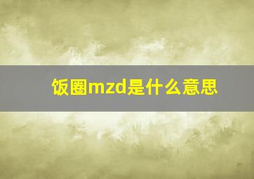 饭圈mzd是什么意思