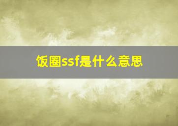 饭圈ssf是什么意思