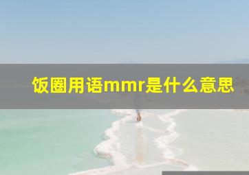 饭圈用语mmr是什么意思