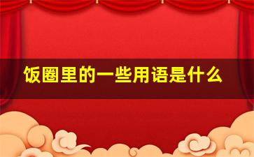 饭圈里的一些用语是什么