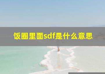 饭圈里面sdf是什么意思