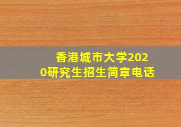 香港城市大学2020研究生招生简章电话