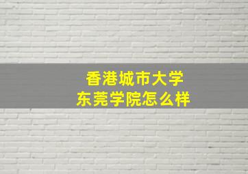 香港城市大学东莞学院怎么样