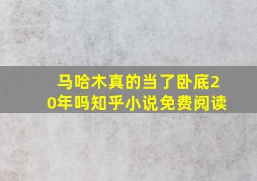 马哈木真的当了卧底20年吗知乎小说免费阅读