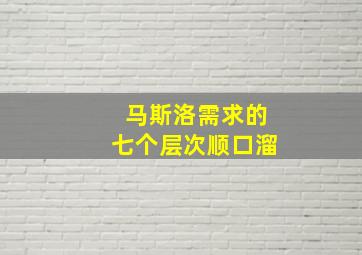 马斯洛需求的七个层次顺口溜