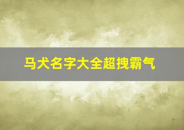 马犬名字大全超拽霸气