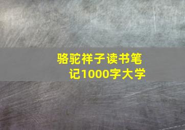 骆驼祥子读书笔记1000字大学