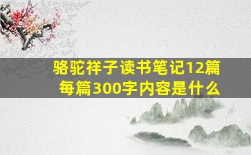 骆驼祥子读书笔记12篇每篇300字内容是什么