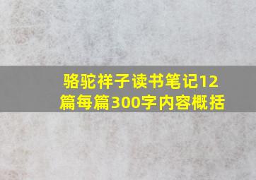 骆驼祥子读书笔记12篇每篇300字内容概括