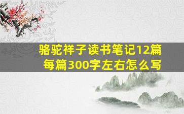 骆驼祥子读书笔记12篇每篇300字左右怎么写