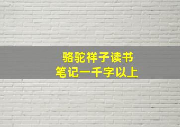 骆驼祥子读书笔记一千字以上