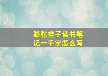 骆驼祥子读书笔记一千字怎么写