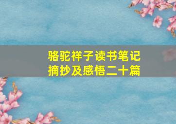 骆驼祥子读书笔记摘抄及感悟二十篇