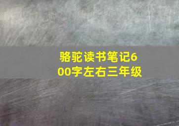 骆驼读书笔记600字左右三年级