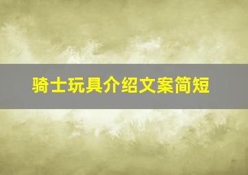 骑士玩具介绍文案简短