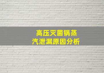 高压灭菌锅蒸汽泄漏原因分析