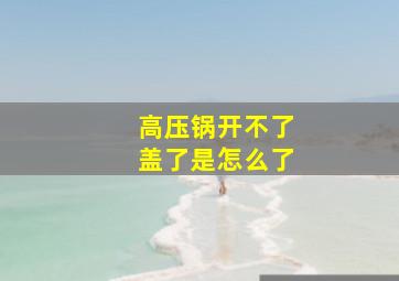 高压锅开不了盖了是怎么了