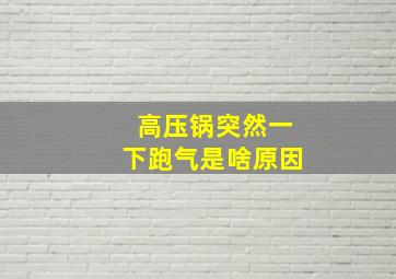 高压锅突然一下跑气是啥原因