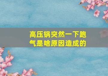 高压锅突然一下跑气是啥原因造成的