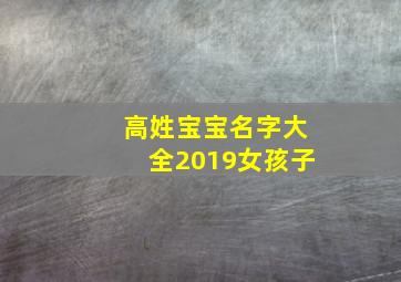 高姓宝宝名字大全2019女孩子