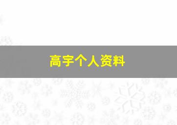 高宇个人资料