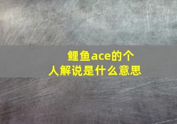 鲤鱼ace的个人解说是什么意思