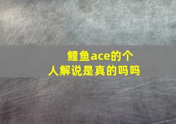 鲤鱼ace的个人解说是真的吗吗