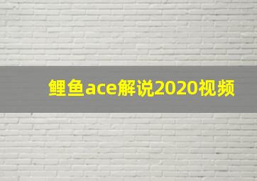 鲤鱼ace解说2020视频