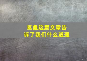 鲨鱼这篇文章告诉了我们什么道理