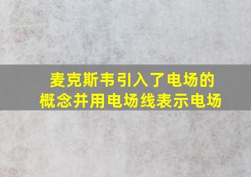 麦克斯韦引入了电场的概念并用电场线表示电场