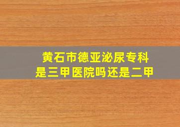 黄石市德亚泌尿专科是三甲医院吗还是二甲