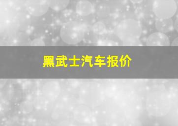 黑武士汽车报价