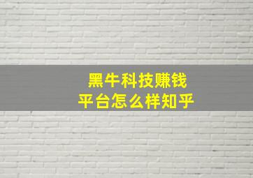 黑牛科技赚钱平台怎么样知乎