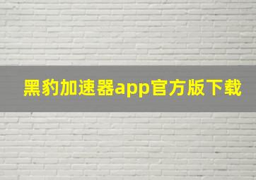 黑豹加速器app官方版下载