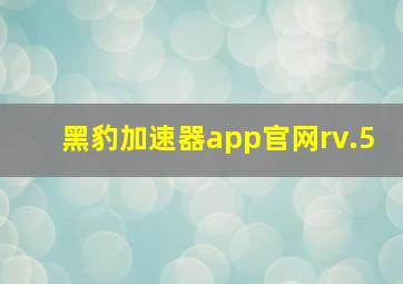 黑豹加速器app官网rv.5