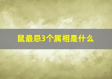 鼠最忌3个属相是什么