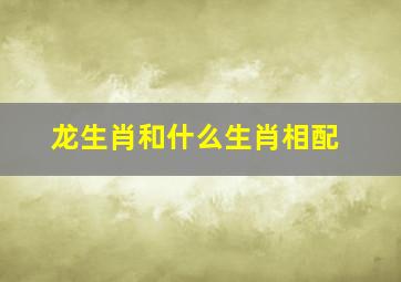 龙生肖和什么生肖相配