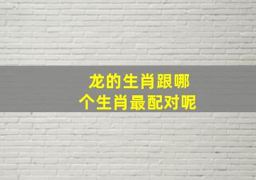 龙的生肖跟哪个生肖最配对呢