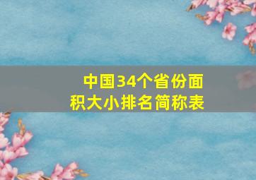 中国34个省份面积大小排名简称表