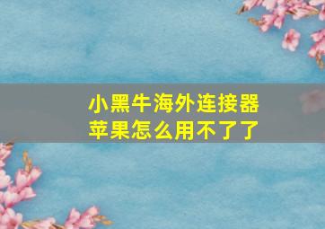 小黑牛海外连接器苹果怎么用不了了