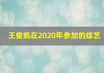 王俊凯在2020年参加的综艺